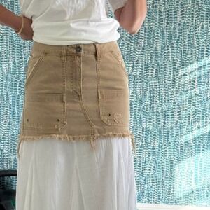 Free People Denim Khaki Skirt